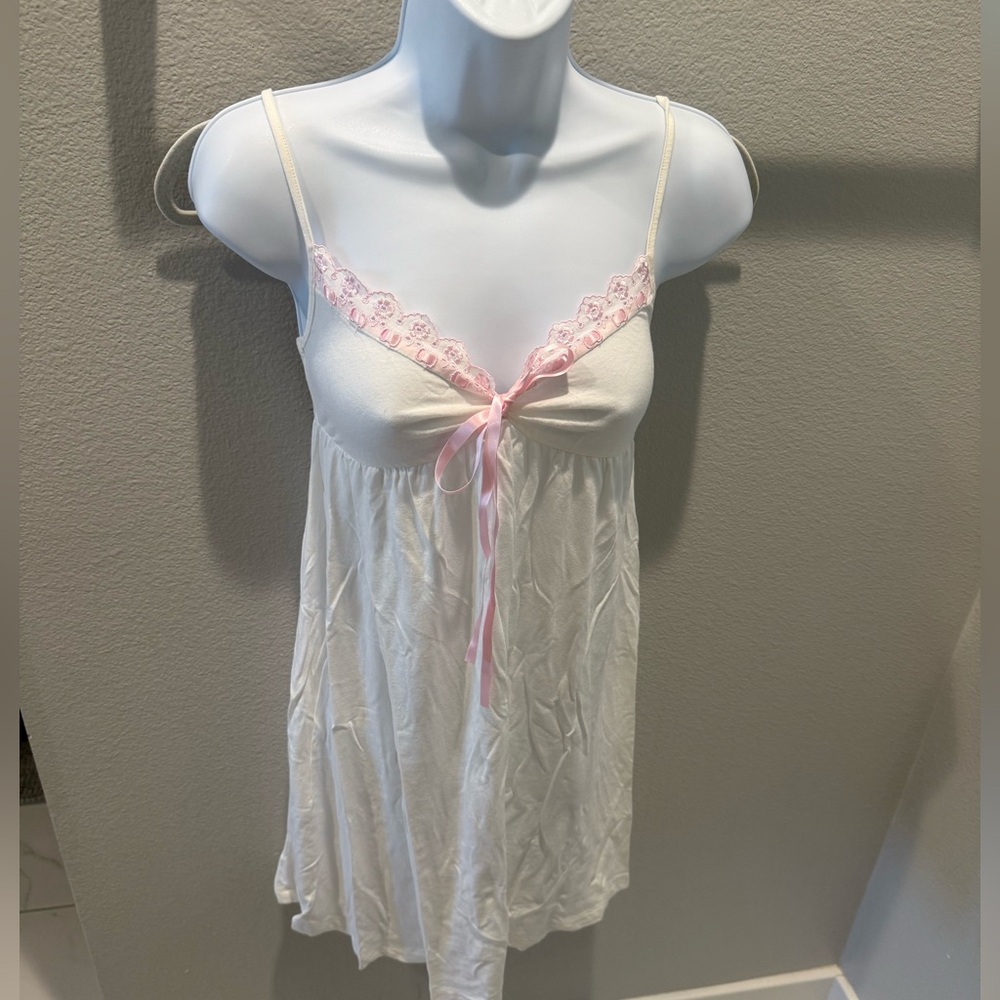 Victoria secret brand new without tag cotton White Lace bow  Nightgown - Picture 3 of 6